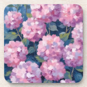 Roze Hydrangea Bloemen Bier Onderzetter (Voorkant)