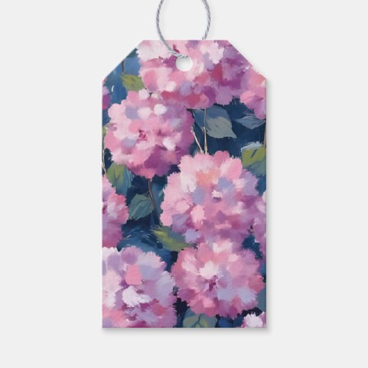 Roze Hydrangea Bloemen Cadeaulabel (Voorkant)