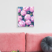 Roze Hydrangea Bloemen Canvas Afdruk (Insitu (Woonkamer))