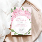 Roze Hydrangea Bloemen Cirkel Lijst Verjaardagsfee Kaart