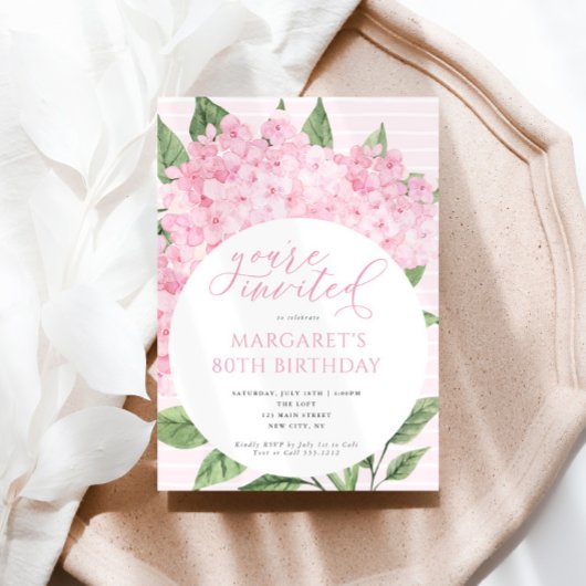 Roze Hydrangea Bloemen Cirkel Lijst Verjaardagsfee Kaart
