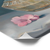 Roze Hydrangea Bloemen en Parfumflessen Perfect Poster (Hoek)