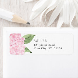 Roze Hydrangea Bloemen Gepersonaliseerd Adres Etiket