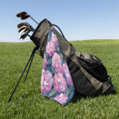 Roze Hydrangea Bloemen Golfhanddoek (Groen)