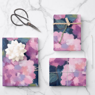 Roze Hydrangea Bloemen Inpakpapier Vel