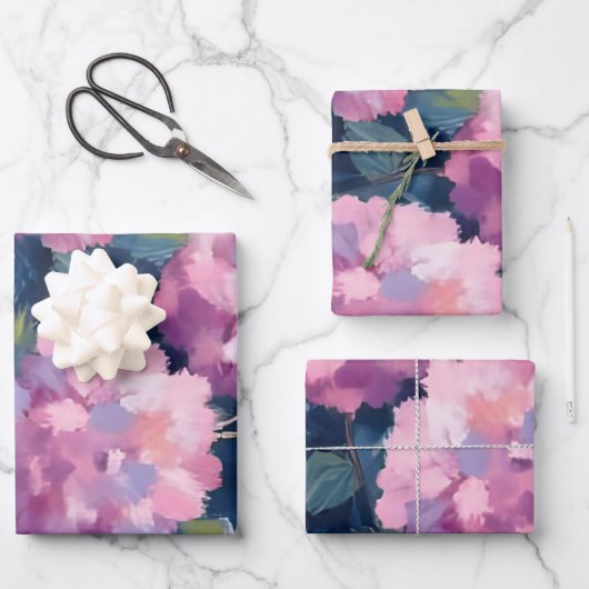 Roze Hydrangea Bloemen Inpakpapier Vel (Voorkant)