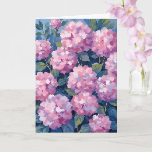 Roze Hydrangea Bloemen Kaart (Orchidee)