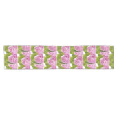 Roze Hydrangea Bloemen op Wit Korte Tafelloper (Horizontaal)