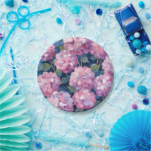 Roze Hydrangea Bloemen Papieren Bordje (Feest)
