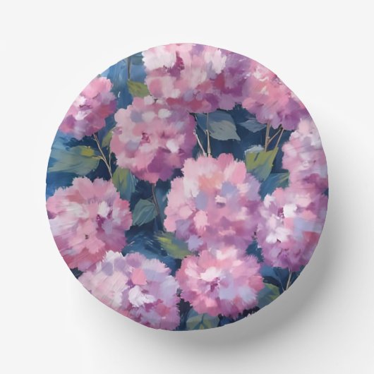 Roze Hydrangea Bloemen Papieren Kommen (Voorkant)