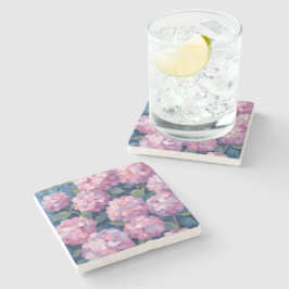 Roze Hydrangea Bloemen Stenen Onderzetter