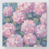 Roze Hydrangea Bloemen Stenen Onderzetter (Voorkant)