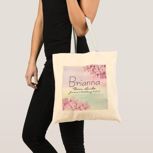 Roze Hydrangea Bloemen Team Bruid bruiloft Canvas  Tote Bag (Voorkant (product))