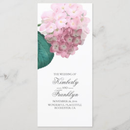 Roze Hydrangea Bloemen Trouwprogramma's Programmakaart