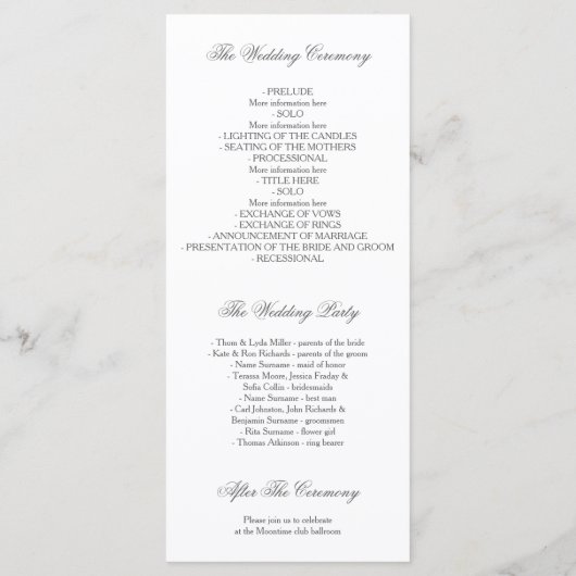 Roze Hydrangea  Bloemen Trouwprogramma's Programmakaart (Achterkant)