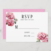 Roze Hydrangea Bloemen Vlinder Bruiloft RSVP Kaart (Voorkant / Achterkant)