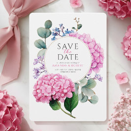 Roze Hydrangea Bloemen Waterverf Elegante Trouwdag Save The Date