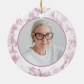 Roze Hydrangea Bloemen Waterverf Memorial Keramisch Ornament (Achterkant)