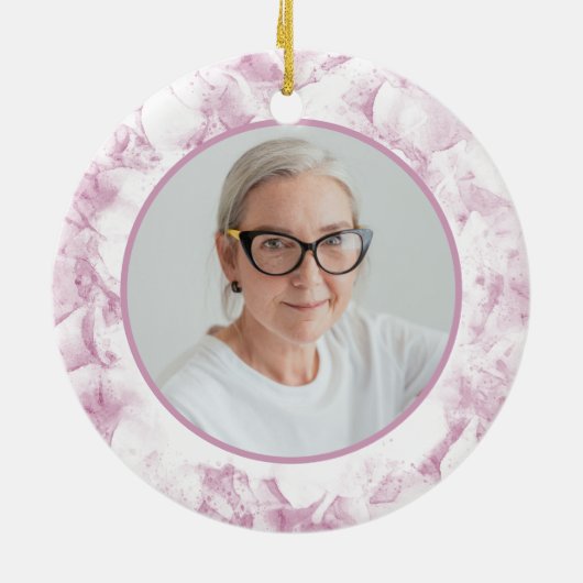 Roze Hydrangea Bloemen Waterverf Memorial Keramisch Ornament (Achterkant)