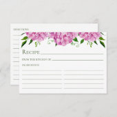 Roze Hydrangea Bloemen Waterverf Recept Kaart (Voorkant / Achterkant)