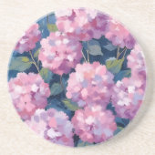 Roze Hydrangea Bloemen Zandsteen Onderzetter (Voorkant)