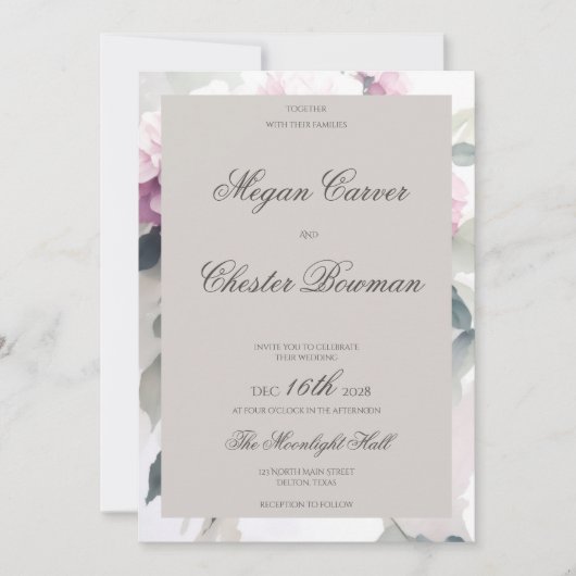 Roze Hydrangea Bloemen Zomer Lente Bruiloft Kaart (Voorkant)