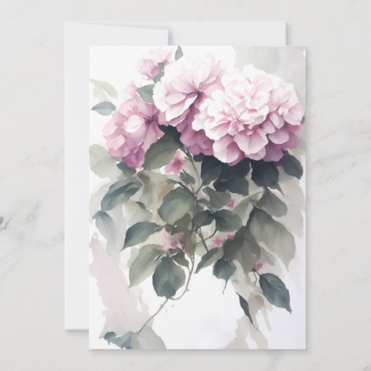 Roze Hydrangea Bloemen Zomer Lente Bruiloft Kaart (Achterkant)