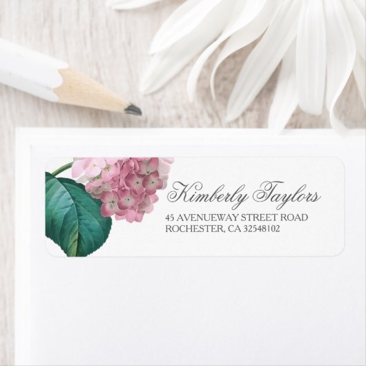 Roze Hydrangea bloemenbruiloft Etiket (Insitu)