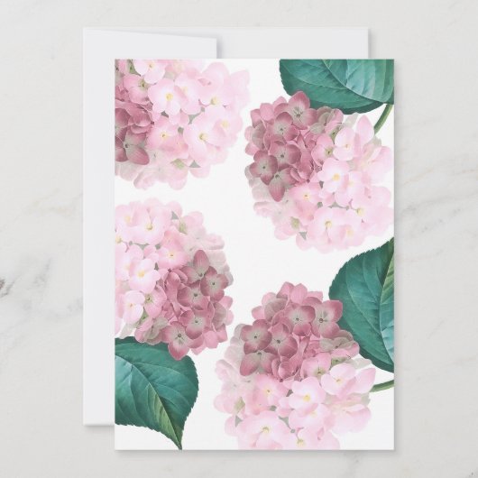 Roze Hydrangea  bloemenbruiloft Kaart (Achterkant)