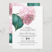 Roze Hydrangea bloemenbruiloft Kaart (Voorkant / Achterkant)