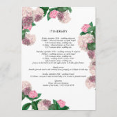 Roze Hydrangea Bloemige Groene Huwelijksprogramma  Programmakaart (Achterkant)