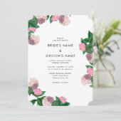 Roze Hydrangea Bloemige Groene Moderne Bruiloft Kaart (Staand voorkant)
