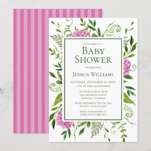 Roze Hydrangea Bloemige Waterverf Baby Shower Kaart