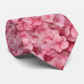 Roze Hydrangea Bloemmotief Stropdas (Opgerold)