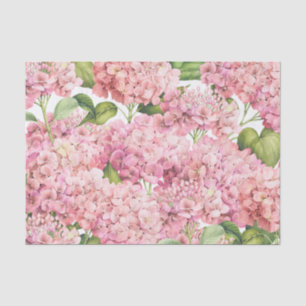 Roze Hydrangea Bloempatroon in Vintage Stijl Tissuepapier