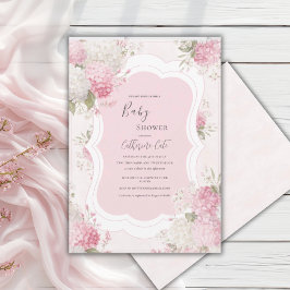 Roze Hydrangea Bloemrijke Elegante Baby Shower Kaart