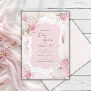Roze Hydrangea Bloemrijke Elegante Baby Shower Kaart