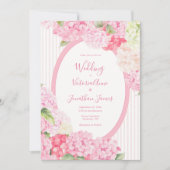 Roze Hydrangea Bloemstreep Trouwuitnodiging Kaart (Voorkant)