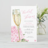 Roze Hydrangea Bloesem Bruiloftsborrel Kaart (Staand voorkant)