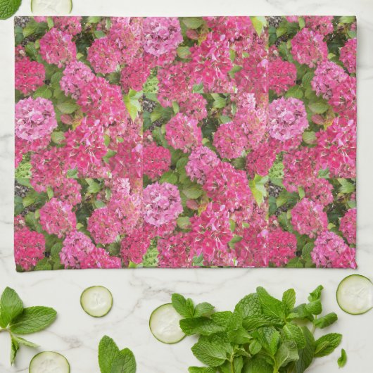 Roze hydrangea Blooms Floral Pattern Kitchen Towel Theedoek (Gevouwen)