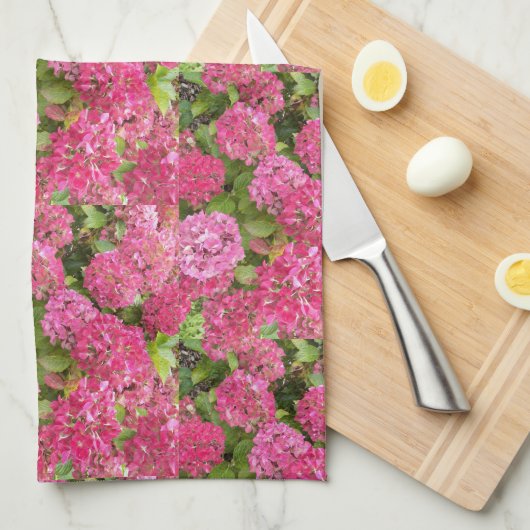Roze hydrangea Blooms Floral Pattern Kitchen Towel Theedoek (Quarter Fold)