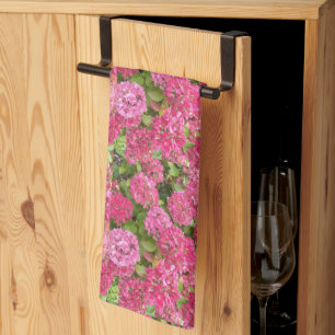 Roze hydrangea Blooms Floral Pattern Kitchen Towel Theedoek