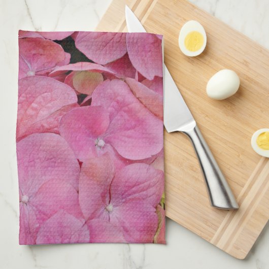 Roze hydrangea Blossom Flowers Kitchen Towel Theedoek (Quarter Fold)