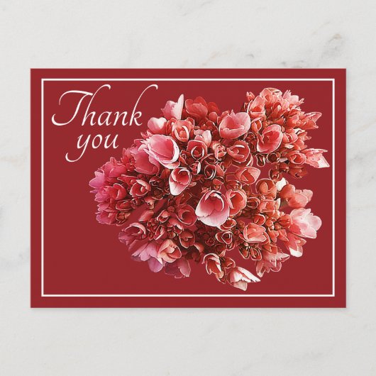 Roze Hydrangea Boeket Rode Achtergrond Dank Je Briefkaart (Voorkant)