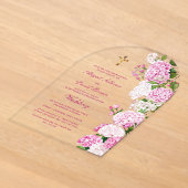 Roze Hydrangea Boog Religieuze Trouw Acryl Uitnodigingen (Laagn)