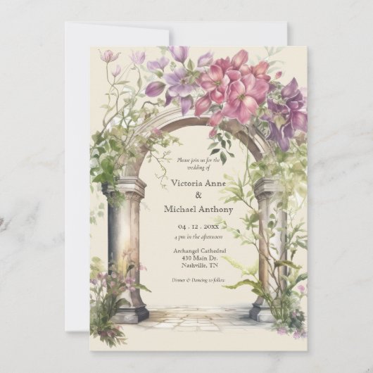 Roze Hydrangea  Boog Wedding Kaart (Voorkant)