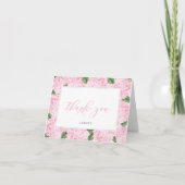 Roze Hydrangea Bordered Personalized Script Bedankkaart (Voorkant)