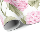 Roze Hydrangea Botanisch Cadeaupapier (Rol Hoek)
