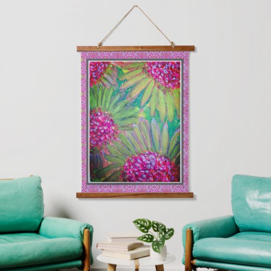 Roze Hydrangea Botanisch Hangend Wandkleed (Woonkamer)