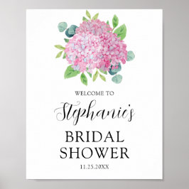 Roze hydrangea Botanisch Vrijgezellenfeest Welkom Poster